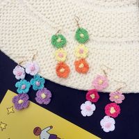 1 Pair Simple Style Flower Yarn Handmade Handmade Women's Drop Earrings main image 1