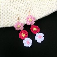 1 Pair Simple Style Flower Yarn Handmade Handmade Women's Drop Earrings sku image 2