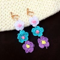 1 Pair Simple Style Flower Yarn Handmade Handmade Women's Drop Earrings sku image 4