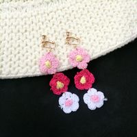 1 Pair Simple Style Flower Yarn Handmade Handmade Women's Drop Earrings sku image 5