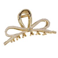 Fashion Bow Knot Alloy Plating Artificial Pearls Hair Claws 1 Piece main image 4