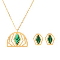 Simple Style Irregular Titanium Steel Inlay Artificial Gemstones Jewelry Set 2 Pieces sku image 6