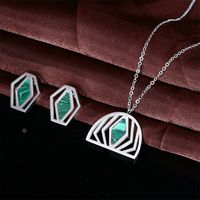 Simple Style Irregular Titanium Steel Inlay Artificial Gemstones Jewelry Set 2 Pieces main image 3