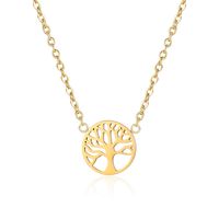 Simple Style Tree Titanium Steel Inlaid Gold Pendant Necklace 1 Piece main image 2