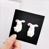 1 Pair Cute Rabbit Resin Women's Ear Studs sku image 1