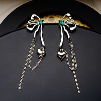 Fashion Heart Shape Butterfly Copper Tassel Plating Inlay Zircon Drop Earrings 1 Pair sku image 1
