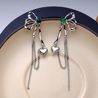 Fashion Heart Shape Butterfly Copper Tassel Plating Inlay Zircon Drop Earrings 1 Pair main image 4