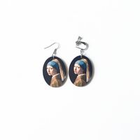 1 Pair Retro Oil Painting Wood Women's Drop Earrings main image 5