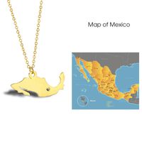 Fashion Map Titanium Steel Plating Pendant Necklace 1 Piece main image 6