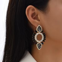1 Pair Luxurious Eye Alloy Plating Inlay Rhinestones Women's Ear Studs sku image 1