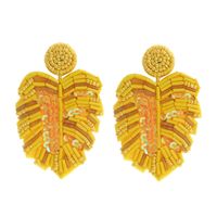 1 Pair Fashion Leaf Seed Bead Handmade Women's Drop Earrings sku image 11