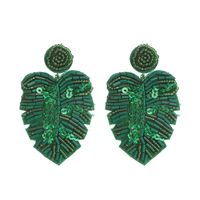1 Pair Fashion Leaf Seed Bead Handmade Women's Drop Earrings sku image 10