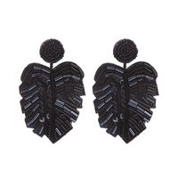 1 Pair Fashion Leaf Seed Bead Handmade Women's Drop Earrings sku image 12