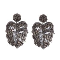1 Pair Fashion Leaf Seed Bead Handmade Women's Drop Earrings sku image 13