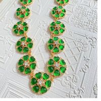 Retro Flower Alloy Plating Rhinestones Women's Earrings Necklace sku image 15