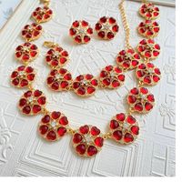 Retro Flower Alloy Plating Rhinestones Women's Earrings Necklace main image 5