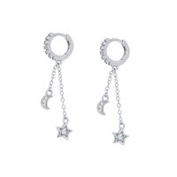 Fashion Cross Star Moon Copper Inlay Zircon Drop Earrings 1 Pair sku image 2