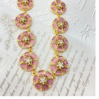 Retro Flower Alloy Plating Rhinestones Women's Earrings Necklace main image 4