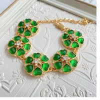 Retro Flower Alloy Plating Rhinestones Women's Earrings Necklace sku image 10