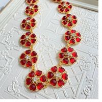 Retro Flower Alloy Plating Rhinestones Women's Earrings Necklace sku image 11