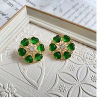 Retro Flower Alloy Plating Rhinestones Women's Earrings Necklace sku image 2