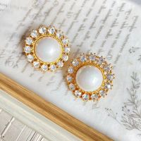 1 Pair Fashion Geometric Alloy Plating Artificial Gemstones Rhinestones Women's Ear Studs sku image 1