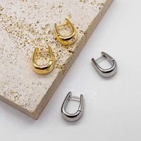 1 Pair Retro Solid Color Metal Plating 18k Gold Plated Women's Hoop Earrings main image 5