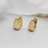 1 Pair Retro Solid Color Metal Plating 18k Gold Plated Women's Hoop Earrings main image 3