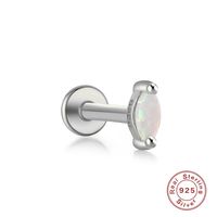 1 Piece Simple Style Geometric Sterling Silver Plating Inlay Opal Ear Studs sku image 8