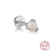 1 Pièce Style Simple Géométrique Argent Sterling Placage Incruster Opale Boucles D'oreilles sku image 1