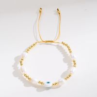 Fashion Devil's Eye Copper 18k Gold Plated Artificial Pearls Bracelets In Bulk sku image 1