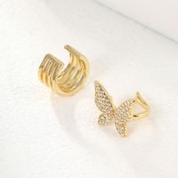 Simple Style Cross Butterfly Copper Plating Zircon Ear Clips 1 Pair main image 3