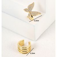 Simple Style Cross Butterfly Copper Plating Zircon Ear Clips 1 Pair main image 4