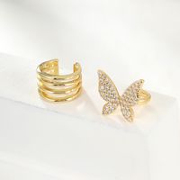 Simple Style Cross Butterfly Copper Plating Zircon Ear Clips 1 Pair sku image 2