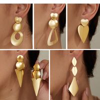 1 Paire Mode Triangle Géométrique Forme De Cœur Placage Acier Inoxydable Plaqué Or 18k Boucles D'oreilles Pendantes main image 1