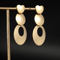 1 Pair Fashion Triangle Geometric Heart Shape Plating Stainless Steel 18k Gold Plated Dangling Earrings main image 4