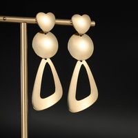 1 Pair Fashion Triangle Geometric Heart Shape Plating Stainless Steel 18k Gold Plated Dangling Earrings main image 5