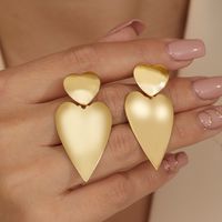 1 Pair Fashion Triangle Geometric Heart Shape Plating Stainless Steel 18k Gold Plated Dangling Earrings main image 6