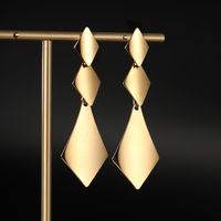 1 Pair Fashion Triangle Geometric Heart Shape Plating Stainless Steel 18k Gold Plated Dangling Earrings main image 3