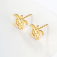 1 Pair Fashion Tortoise Letter Hand Of Fatima Plating Hollow Out Stainless Steel 18k Gold Plated Ear Studs sku image 1