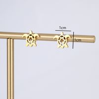 1 Pair Fashion Tortoise Letter Hand Of Fatima Plating Hollow Out Stainless Steel 18k Gold Plated Ear Studs main image 10