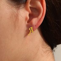 1 Pair Fashion Tortoise Letter Hand Of Fatima Plating Hollow Out Stainless Steel 18k Gold Plated Ear Studs main image 6