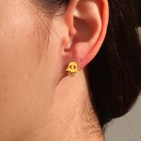 1 Pair Fashion Tortoise Letter Hand Of Fatima Plating Hollow Out Stainless Steel 18k Gold Plated Ear Studs main image 3