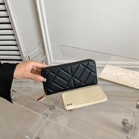 Women's Plaid Solid Color Pu Leather Zipper Wallets main image 4