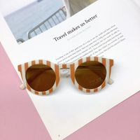 Retro Stripe Ac Oval Frame Full Frame Kids Sunglasses sku image 3