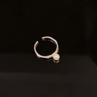Simple Style Geometric Copper Inlay Artificial Pearls Open Ring 1 Pair main image 4