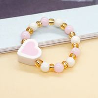 1 Piece Simple Style Heart Shape Beaded Soft Clay Patchwork Unisex Rings main image 4
