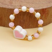 1 Piece Simple Style Heart Shape Beaded Soft Clay Patchwork Unisex Rings main image 2