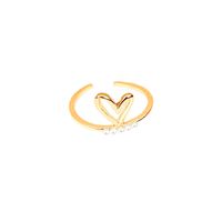 Simple Style Heart Shape Copper Plating Artificial Pearls Open Ring 1 Piece main image 2