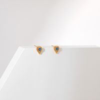 Retro Eye Copper Inlay Turquoise Ear Studs 1 Pair main image 3